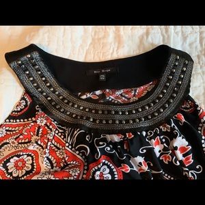 Red & Black Print Sleeveless Dress Sz 16